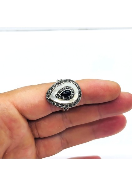 Damla Model Sedef Oltu Taşı Işçilikli 925 Ayar Gümüş Yü fırsatları