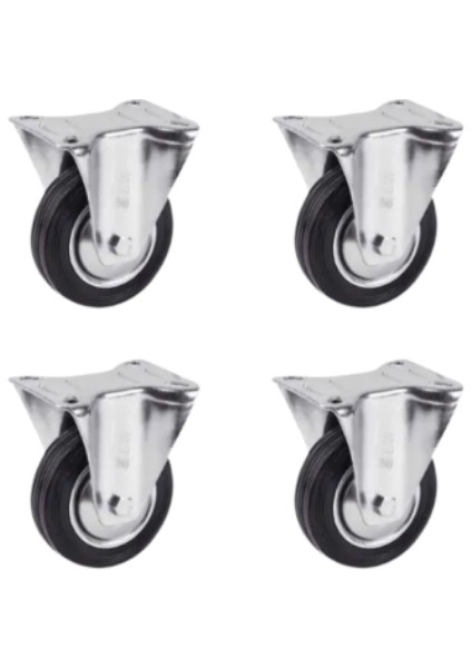 608- Sabit Bağlantılı 125 mm Galvanz Kaplama Kauçuk Teker 4 Ad.