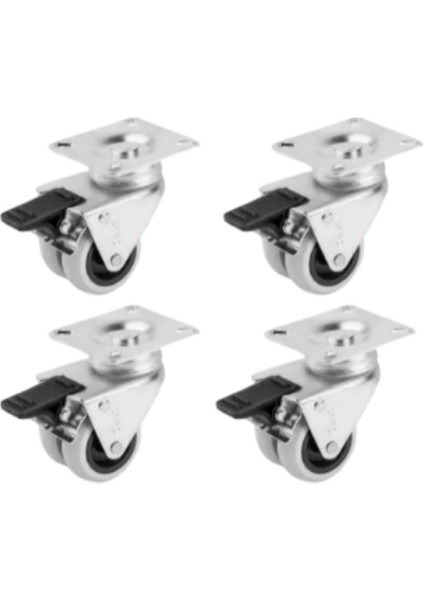 346- Tabla Bağlantılı Frenli 50 mm Mobilya Tekerlek 4 Ad.