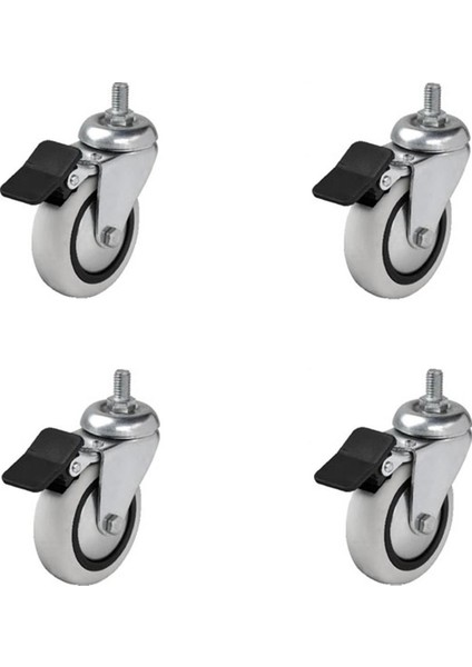 354- Döner 3/8 Vidalı Frenli Mobilya Tekeri Çap : 74 mm 4 Ad.