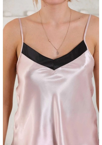 Kadın Pudra Saten Dokuma Ip Askılı Zarif Pijama Takımı indirimleri