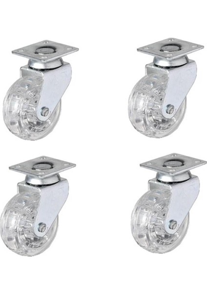 325- Şeffaf Makaralı Döner Tablalı Mobilya Tekeri 4 Ad.