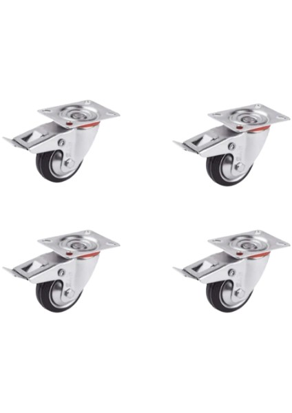 611- Bağlantılı 80 mm Galvanizli Kaplama Metal Frenli Teker 4 Ad.