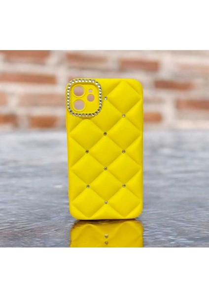 Iphone 11 Taşlı Kabartmalı Puf Kılıf