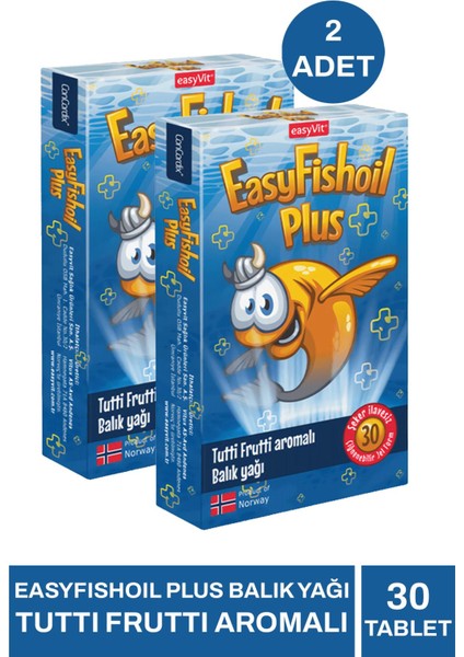 Easyfishoil Plus Balık Yağı Tutti Frutti Aromalı 30 Çiğnenebilir Jel 2 Adet