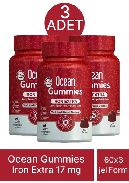 Ocean Gummies Iron Extra 17 Mg 60 Çiğnenebilir Jel 3 Adet