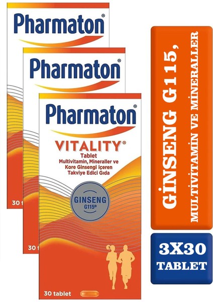 Pharmaton Vitality 30 Tablet 3 Adet