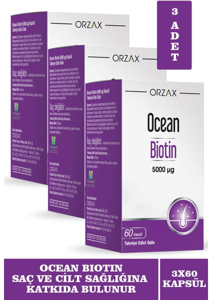 Ocean Biotin 5000 Mcg 60 Kapsül 3 Adet