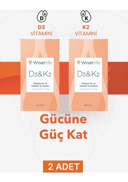 Wiserlife D3&k2 Vitamin D3 ve Vitamin K2 Içeren Takviye Edici Gıda 20 ml 2 Adet