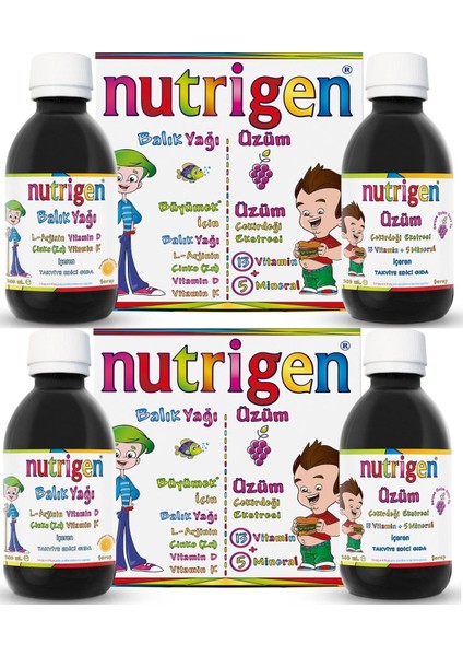 Nutrigen Balık Yağı 200 ml + Üzüm Çekirdeği Ekstresi 200 ml (2'şer Adet)
