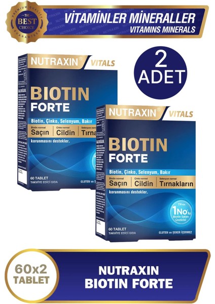 Nutraxin Biotin Forte Tablet 60'lı 2 Adet