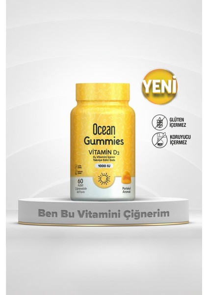 Ocean Gummies Vitamin D3 60 Çiğneme Form 2 Adet fiyatları