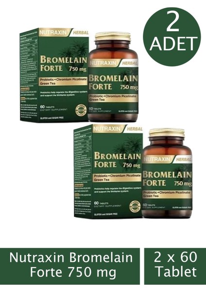 Nutraxin Bromelain Forte 60 Tablet 2 Adet fiyatları