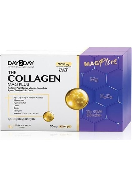 DAY2DAY Collagen Mag Plus Çilek Karpuz Aromalı 30 Saşe