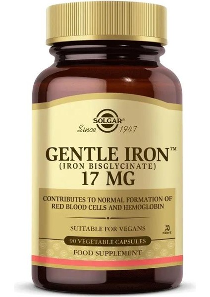 Solgar Gentle Iron 17 Mg 90 Kapsül