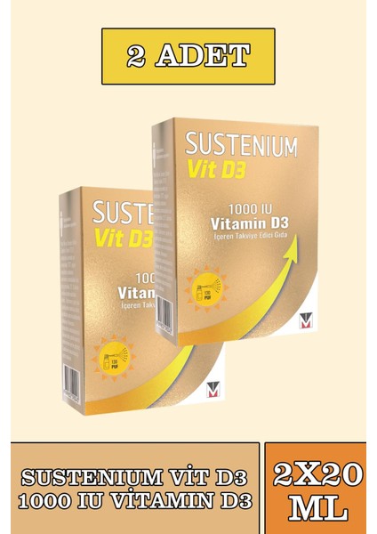 Sustenium Vitamin D3 1000 Iu Sprey 20 ml 2 Adet