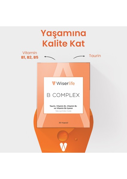 Wiserlife B Complex Taurin Takviye Edici Gıda 30 Kapsül indirimleri