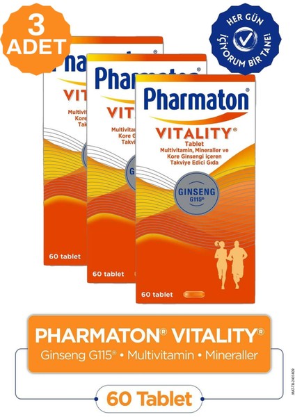 Pharmaton Vitality 60 Tablet 3 Adet