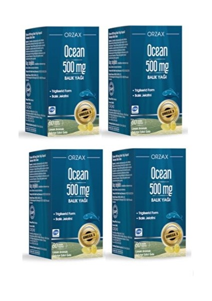 Ocean Omega 3 Balık Yağı 500 Mg 60 Kapsül 4 Adet