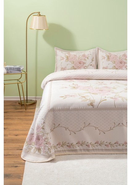 Roses Love Çift Kişilik Jakarlı Yatak Örtüsü Takımı Naturel Bej Pike Örtü Seti 260X260 cm fırsatları