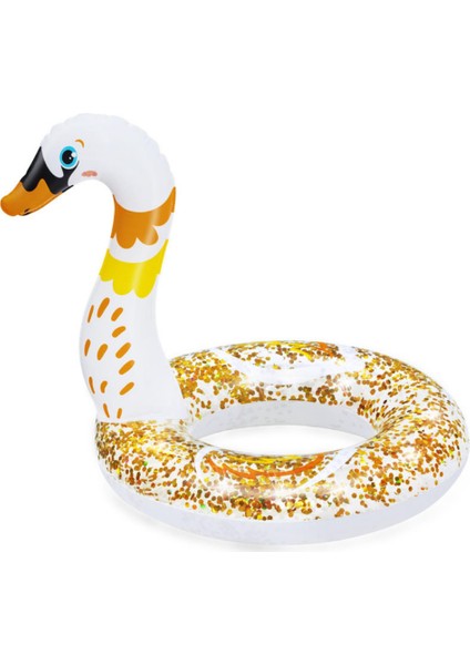 3-6 Yaş Kuğu Figürlü Simit Simli Şişme Deniz Havuz Çocuk Yüzme Simidi 61 cm Yeni Sezon