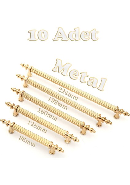 Tuana Rustik Alüminyum Metal Lüks Modern Mobilya Çekmece Mutfak Dolabı Kulpu Gold-Gold (10 Adet)