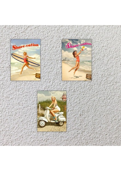 Avrupa Güzelleri Tasarımlı Retro 20 x 28 cm Mdf Duvar Dekorasyon Posteri fiyatları