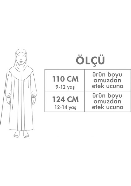 Kız Çocuk Tesettür Elbisesi Tek Parça Namaz Kıyafeti Tak Çıkar Başörtülü Pamuklu Lastikli Kolu