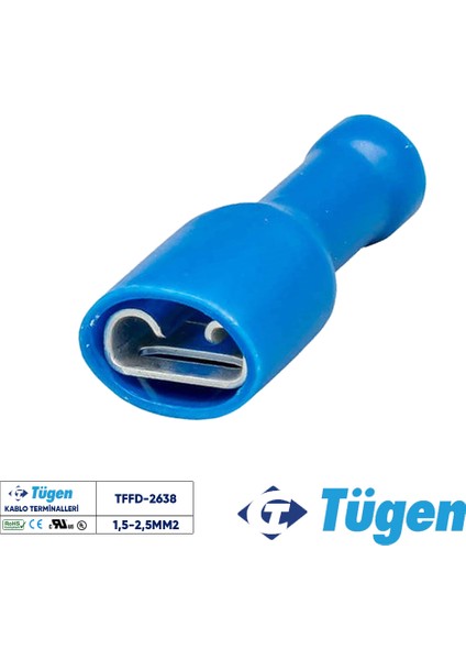 1,5-2,5mm2 / 6,4x0,8 Full Izoleli Dişi Kablo Ucu ( 1 Kutu 100 Adet )