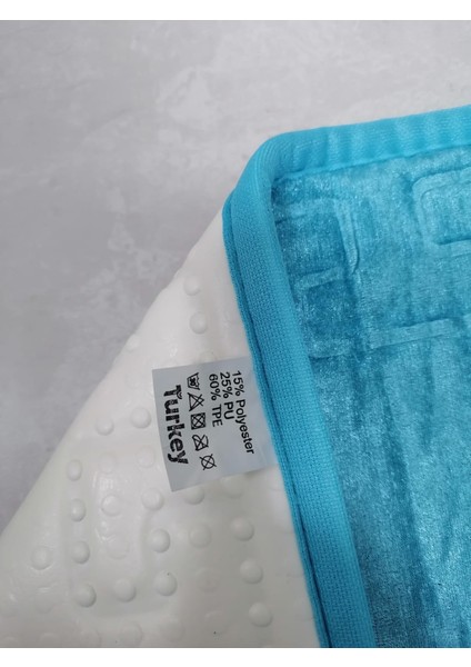 Turkuaz Renk Kaymaz Tabanlı Banyo Paspasi Ayak Izli 40 x 60 cm Ebatında Su Yeşili Renk Çok Amaçlı Paspas Kapı Önü Paspası Abdest paspası