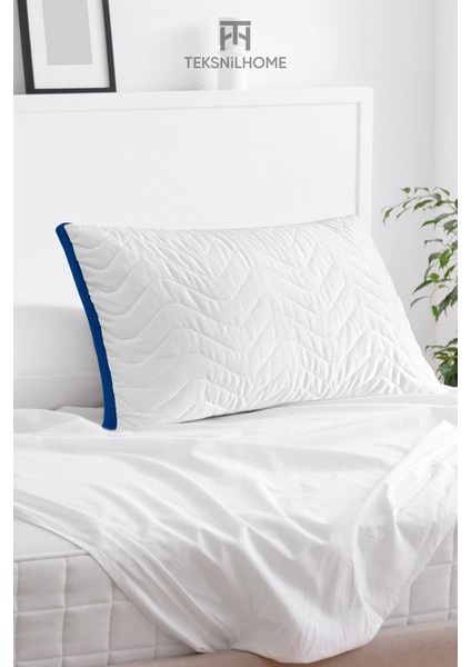 | Kapitoneli Klimalı Yastık Kılıfı Mavi Biyeli 50X70CM fırsatları
