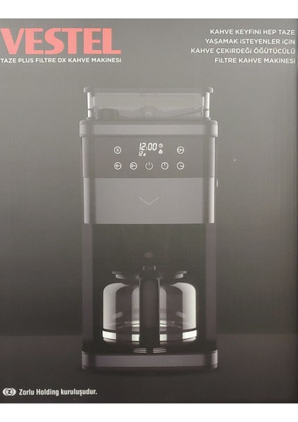Taze Plus Dark Inox Öğütücülü Filtre Kahve Makinası