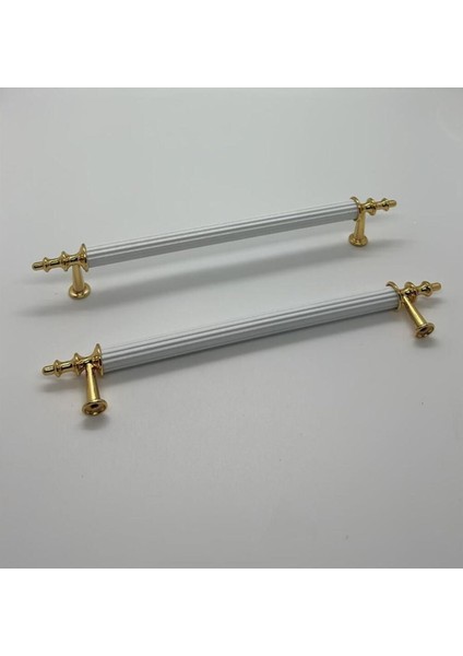 Tuana Rustik Alüminyum Metal Lüks Modern Mobilya Çekmece Mutfak Dolabı Kulpu Beyaz-Gold (10 Adet) fiyatları