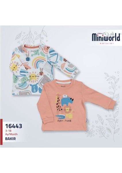 Safari Friends Sevimli Hayvanlar Baskılı 2'li Sweat %100 Pamuk