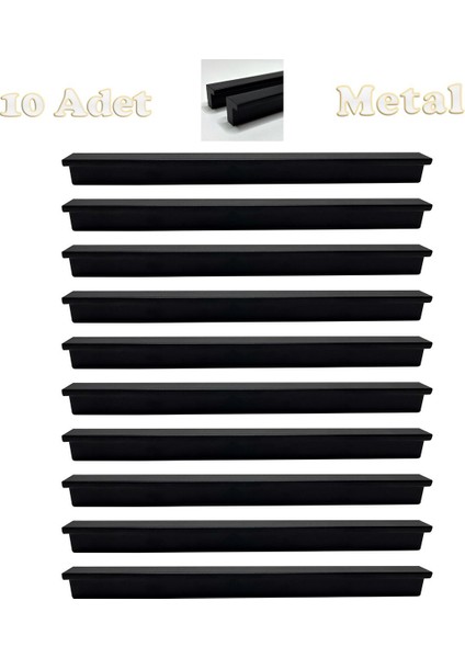 Fulya Alüminyum Metal Lüks Modern Mobilya Çekmece Mutfak Dolabı Kulpu Siyah 96MM (10 Adet)