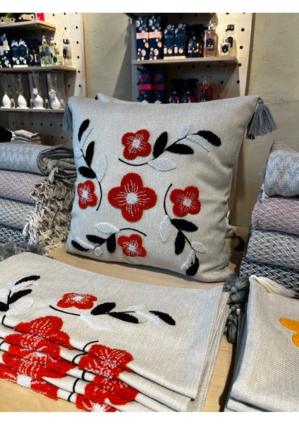 2’li %80 Keten Kumaş Makine Nakışlı Dekoratif Yastık Kılıfı 43X43 cm – Punch, Fermuarlı, Şık ve Dayanıklı fiyatları