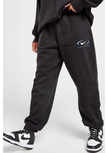 Sportswear Phoenix Fleece Oversize High Rise Pants Kadın Oversize Yüksek Belli Şardonlu Eşofman Altı Siyah