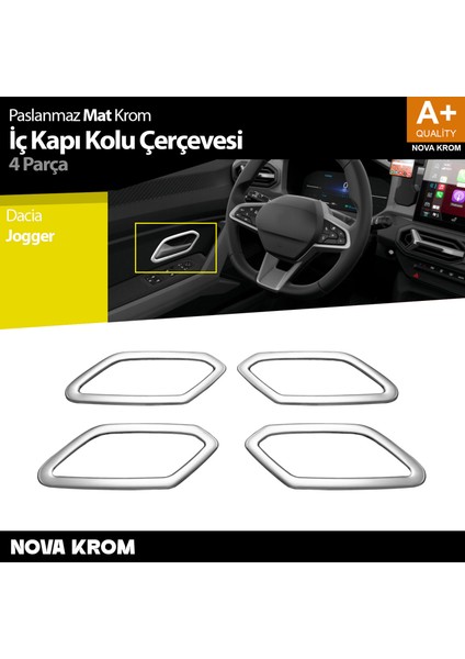 Dacia Sandero Krom Iç Kapı Kolu Çerçevesi 4 Prç 2020 Üzeri (Mat Krom)