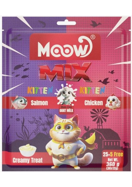 Karışık Somonlu&tavuklu Keçi Sütlü 12GR x 30' Lu Yavru Kedi Krema Ödülü