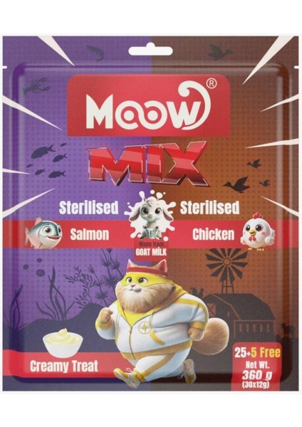Karışık Somonlu&tavuklu Keçi Sütlü 12GR x 30' Lu Sterilised Kedi Krema Ödülü