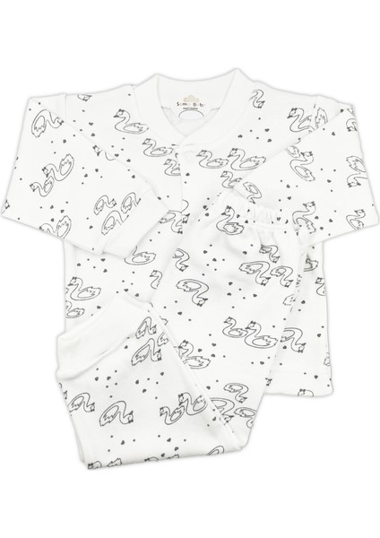 Asfstore Sema Baby Sevimli Kuğu Bebek Pijama Takımı 3-6 Ay