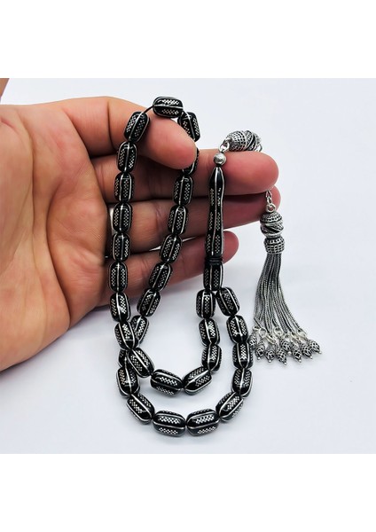 Gümüş Zincir Model Işlemeli Erzurum Oltu Taşı Tesbih fiyatları