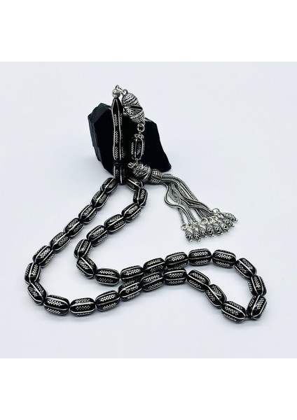 Gümüş Zincir Model Işlemeli Erzurum Oltu Taşı Tesbih fırsatları