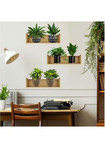 Büro Ev Ofis Yazlık Bahçe Için 20X30CM Raflı Bitki Tasarımlı Yapışkanlı Duvar Sticker fırsatları