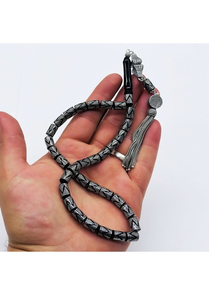 Gümüş Işlemeli Kesme Model Erzurum Oltu Taşı Tesbih modelleri