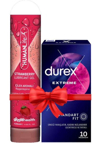 Extreme Prezervatif 10'lu + Humanlife Çilek Aromalı Jel Lubricant 125 ml