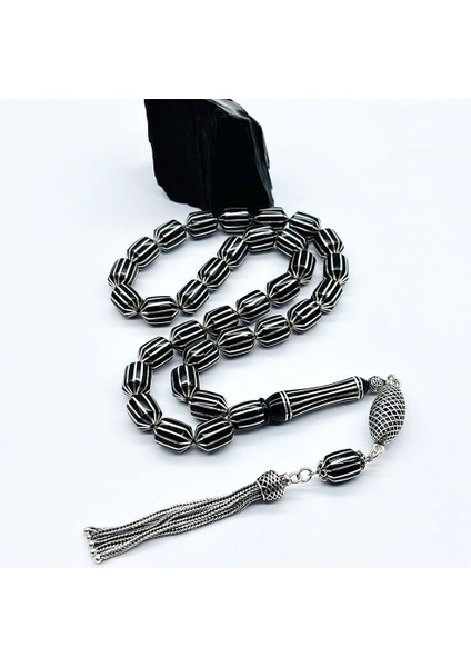 Uçlu Kapsül Karpuz Dilimi İşlemeli Erzurum Oltu Taşı Tesbih