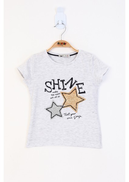 Kız Çocuk Shıne Baskılı Tişört
