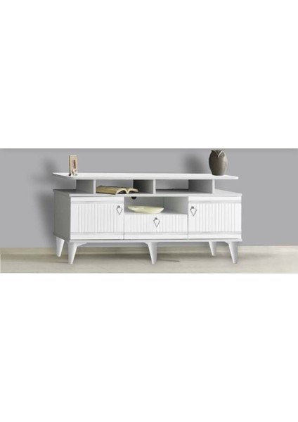 2 Kapılı 1 Çekmeceli Gümüş Kordon TV Sehpası