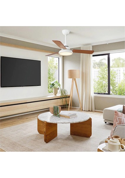 3 Kanatlı LED Işıklı Mat Beyaz 107CM Tavan Vantilatörü fiyatları